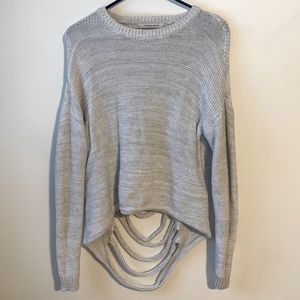 Stitches & Stripes Distressed Back Cotton Blend Sweater